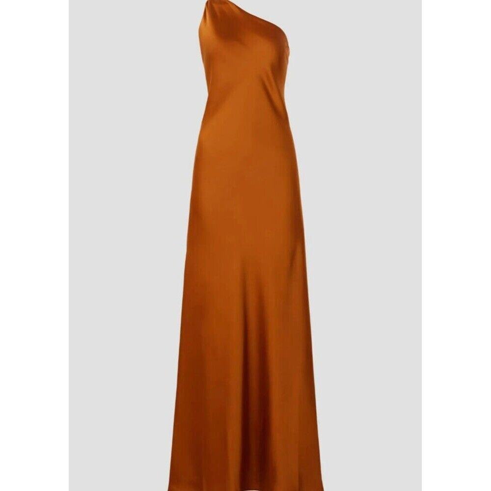 RTR sz 2 Obando collective copper silky one shoulder sleeveless maxi gown solid - Picture 2 of 7